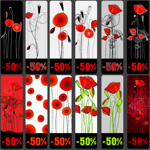 free vector Topic discount tag vector flowers